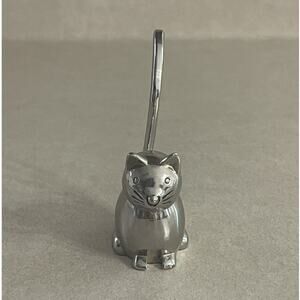 Metal Cat Figurine Silver Tone Decorative Collectible/Ring Holder